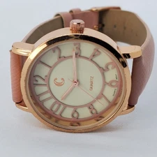 Charming Charlie Women's Watch 36MM Cream Dial Leather Bands New Battery