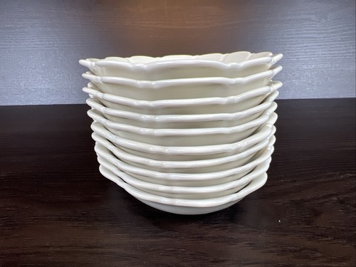 "10 platos festoneados pequeños ovalados de porcelana marfil de 6"" X 4 1/2""" - Imagen 11 de 12