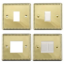 ElekTek Georgian Brass Light Switch Cover Finger Plate No Wiring Single Double