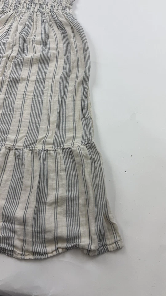 Pact Dress Womens Medium White Blue Stripe Organic Cotton Maxi Sundress Pockets - Image 4 of 4