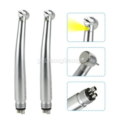 2xDental high Speed E-generator LED Light Fiber Optic Handpiece Push button 4H u