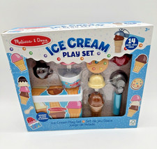 NIB Retired Rare Melissa Doug Wood Ice Cream Play Set 14-Piece HTF Wooden Set