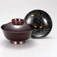 Echizen Lacquerware – “Nami ni Chidori” (Waves and Plovers) Soup B　MADE　IN　JAPAN