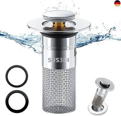 304 Edelstahl Pop Up Abflusssieb, Upgraded Bathroom Sink Plug, Metal Drain Plug