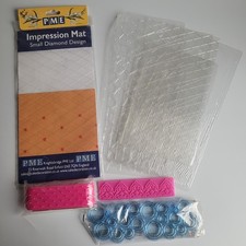 Small Bundle Job Lot Cake Decorating Impression Texture Mats Bricks Wood Diamond