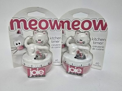 2 x Joie Meow Mechanischer Küchentimer 60min Katze und Maus