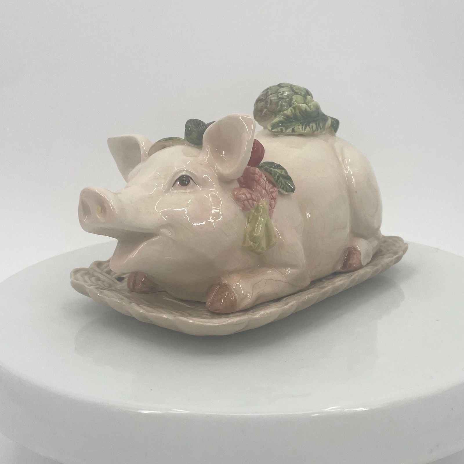Vintage Kaldun & Bogle Bistro Chef Pig Butter Dish Basketweave Handpainted
Opens in a new window or 