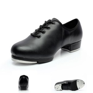 New-Genuine-Leather-Adult-Kids-Women-Men-Tap-Dancing-Shoes-Lace-Up-Square-Heel