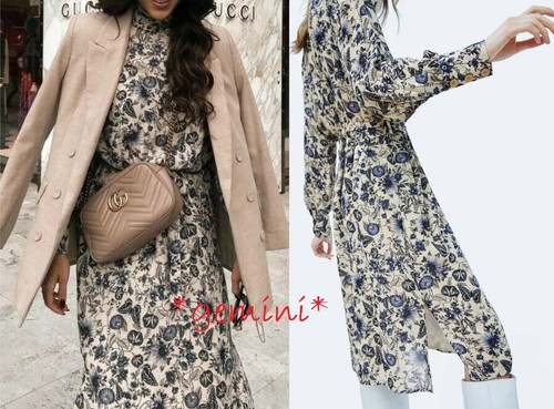 Zara Abito Midi Tunica Motivo Floreale Lungo Fiore Stampato S M L | eBay