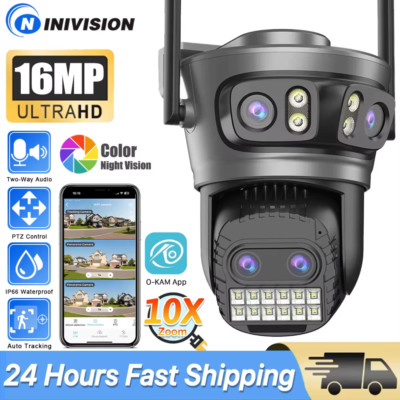 8K 16MP 10X Digital Zoom Four Lens Three Screen WIFI Camera Outdoor Night Vision