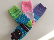 3 PAIRS LADIES NOVELTY POLKA DOT CREW SOCKS  BLUE/PINK  NWT