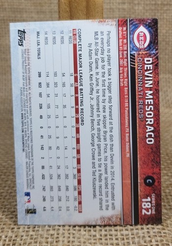 2015 Topps Series 1 Devin Mesoraco Baseball Card #182 Reds A3 - Picture 2 of 2