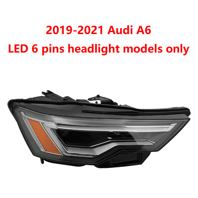 For 2019-2021 Audi A6 LED Headlight Assembly Headlamp 6 Pins Passenger Side RH