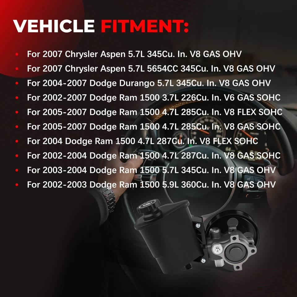 Bomba de dirección asistida con depósito y polea para 02-07 Dodge Ram 1500 3,7/4,7/5,7 L Foto 3 de 4