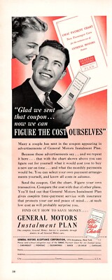 General Motors GM Instalment Plan Dealers Payment Chart Vtg Magazine Print Ad