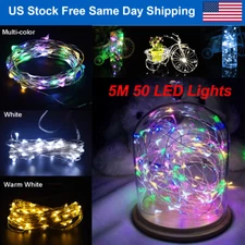 5M 50 LED String Fairy Light Copper Wire Battery Valentines Day Decor Waterproof