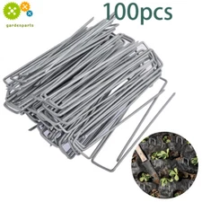 100 Pack 6" Landscape Staples Garden Stakes Galvanized Sod Staples 11 Gauge