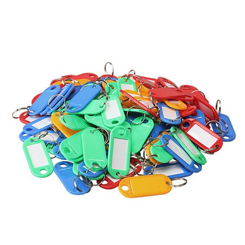 100 Pcs Key Tags Bulk Plastic Keychains with Label Window for Name Cards Luggage - Picture 3 of 11