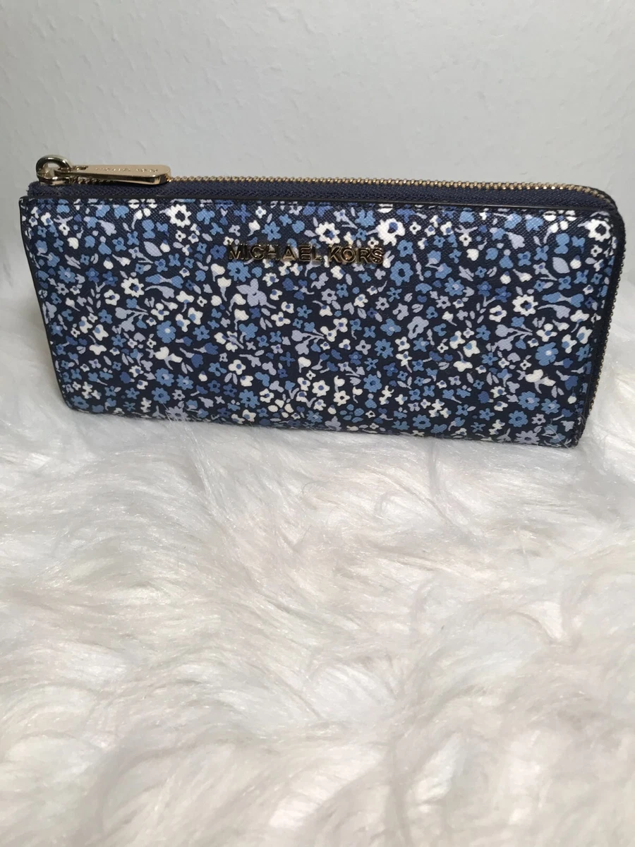 Michael kors blue floral on sale wallet