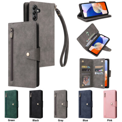For Samsung Galaxy A02 A05S A06  A15 A25 A56 Magnetic Leather Zipper Wallet Case