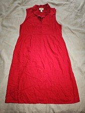 Vintage Talbots Womens Dress US Size 10 Red Linen Rayon Button Collared Knit Top