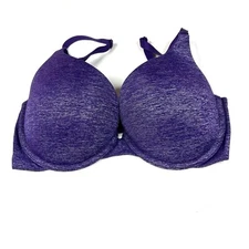 Victorias Secret 32DD Padded Perfect Coverage Bra Solid Purple Underwire #3197