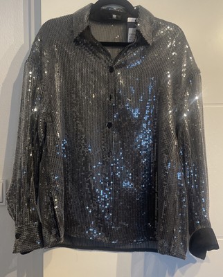 Pailletten Bluse von Riani Silbergrau 40