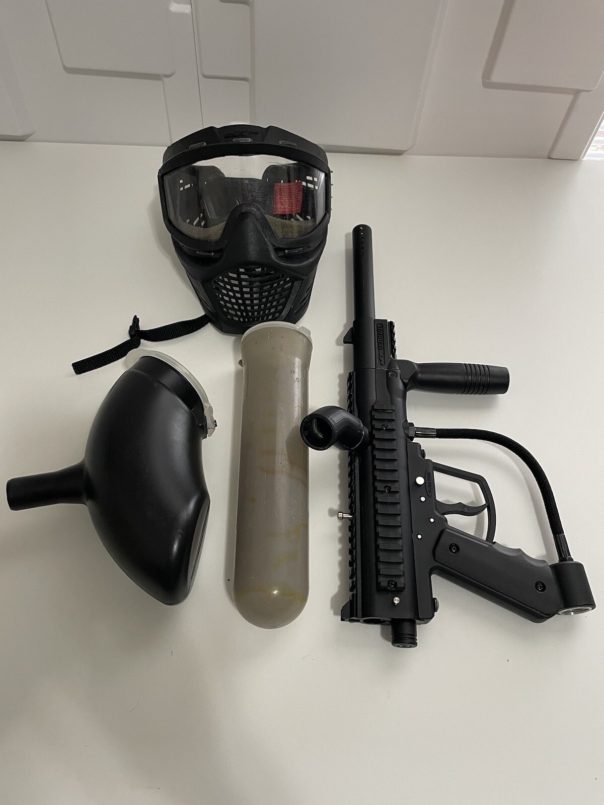 JT Outkast Paintball Gun Black With Hopper & Mask Accessories eBay