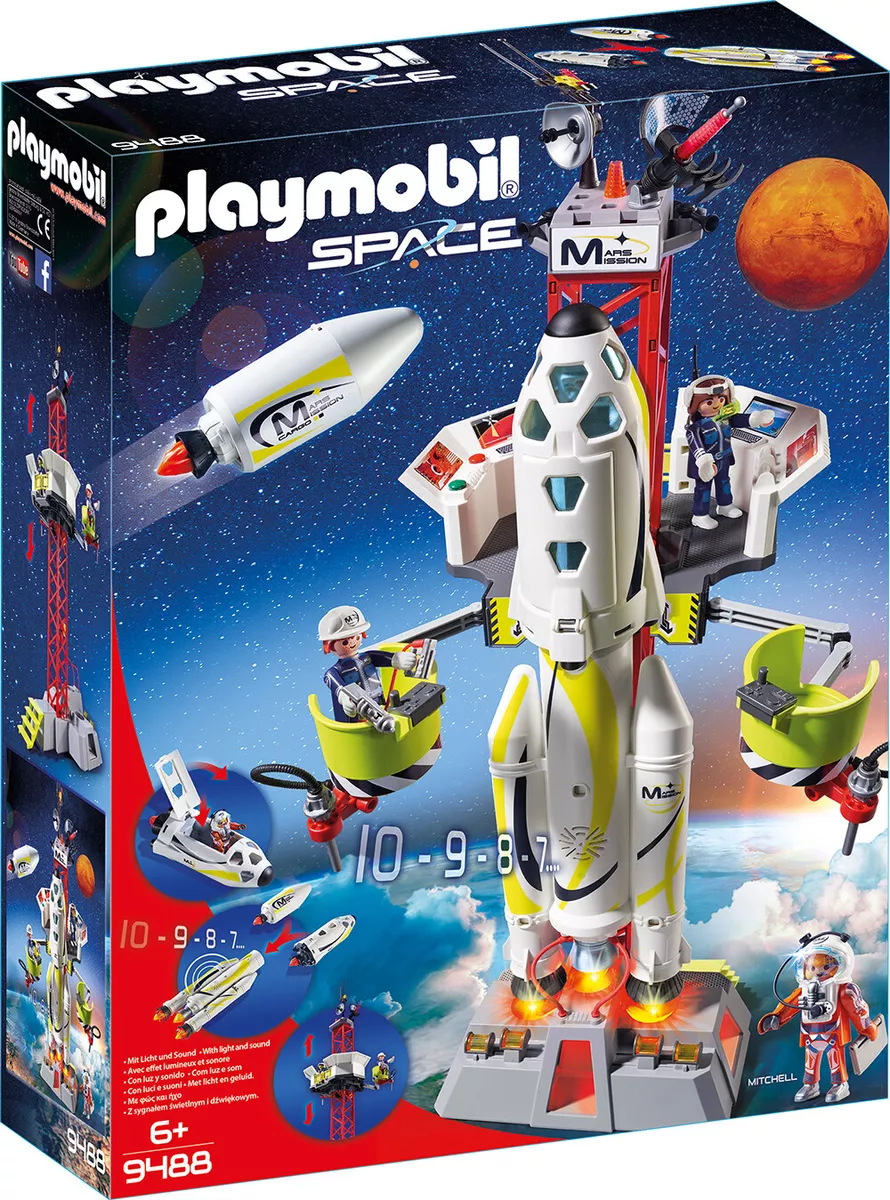 PLAYMOBIL Space Rocket Mars And Platform Clamp Launch 9488 Space,  Light+Sound