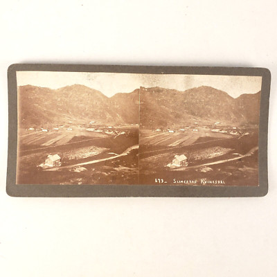 Slimestad Kvinesdal Parish Norway Stereoview c1890 Norwegian Cityscape Photo E34