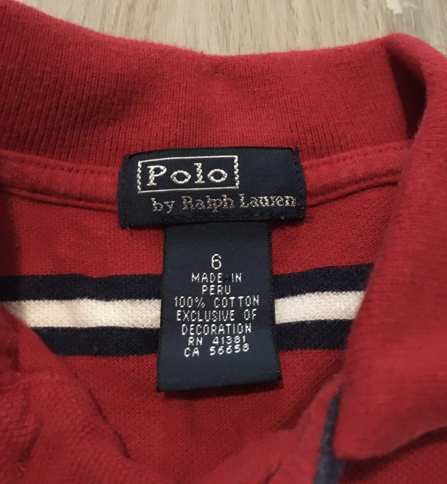Polo Ralph Lauren Rojo Talla 6 Niños Cuello Azul Marino Poni Foto 3 de 4