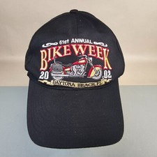 Vintage 2002 Bike Week 61st Daytona Beach Black Snapback Hat Adjustable Cap