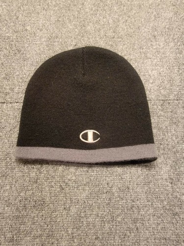 Champion Beanie Hat Black with Gray 
