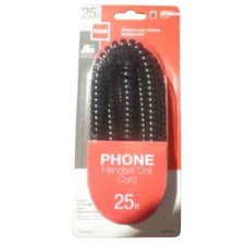 RCA 25 Ft Coiled Phone Handset Cord TP282BLR, Glossy Black - Free Shipping