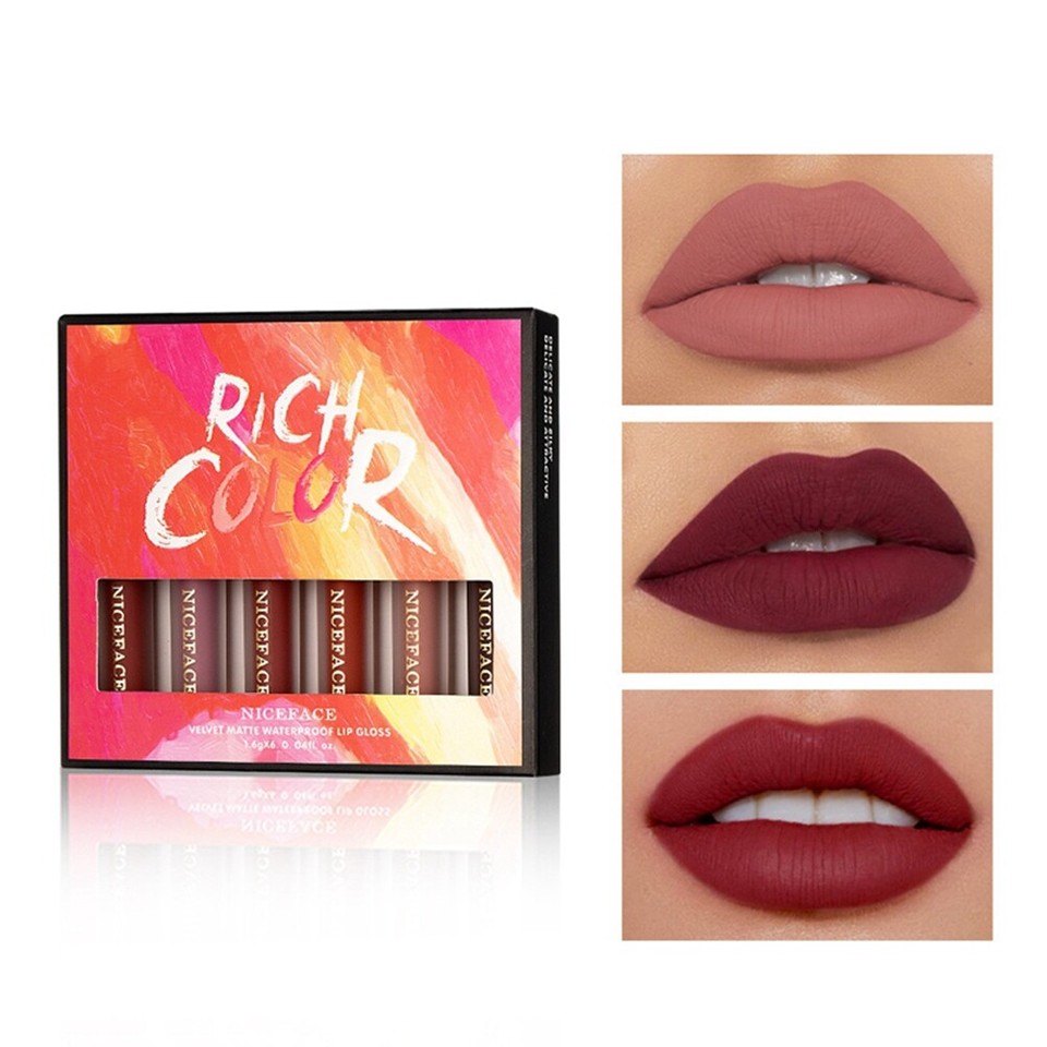 6Pcs/Set Liquid Lipstick Matte Lip Gloss Makeup Kits Lipgloss W4Q55186