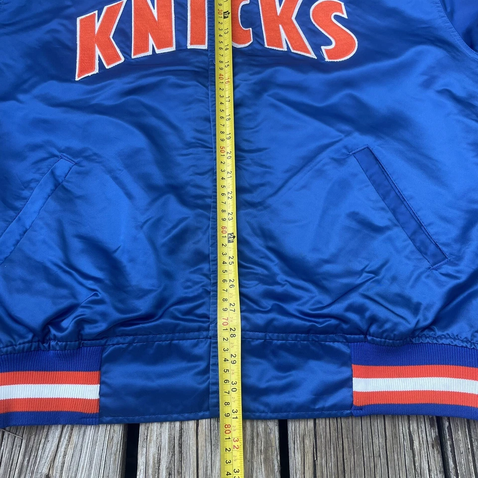 Vintage Rare  NBA New York Knicks Gold Logo Blue Starter Satin Bomber Jacket 2XL - Image 4 of 4