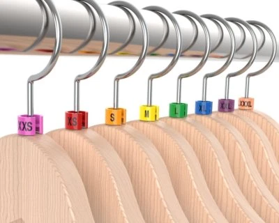 DISCOUNTSIZING Colored Hanger Sizer Garment Markers "XXS-5XL"Plastic Size Marker Tags All Sizes