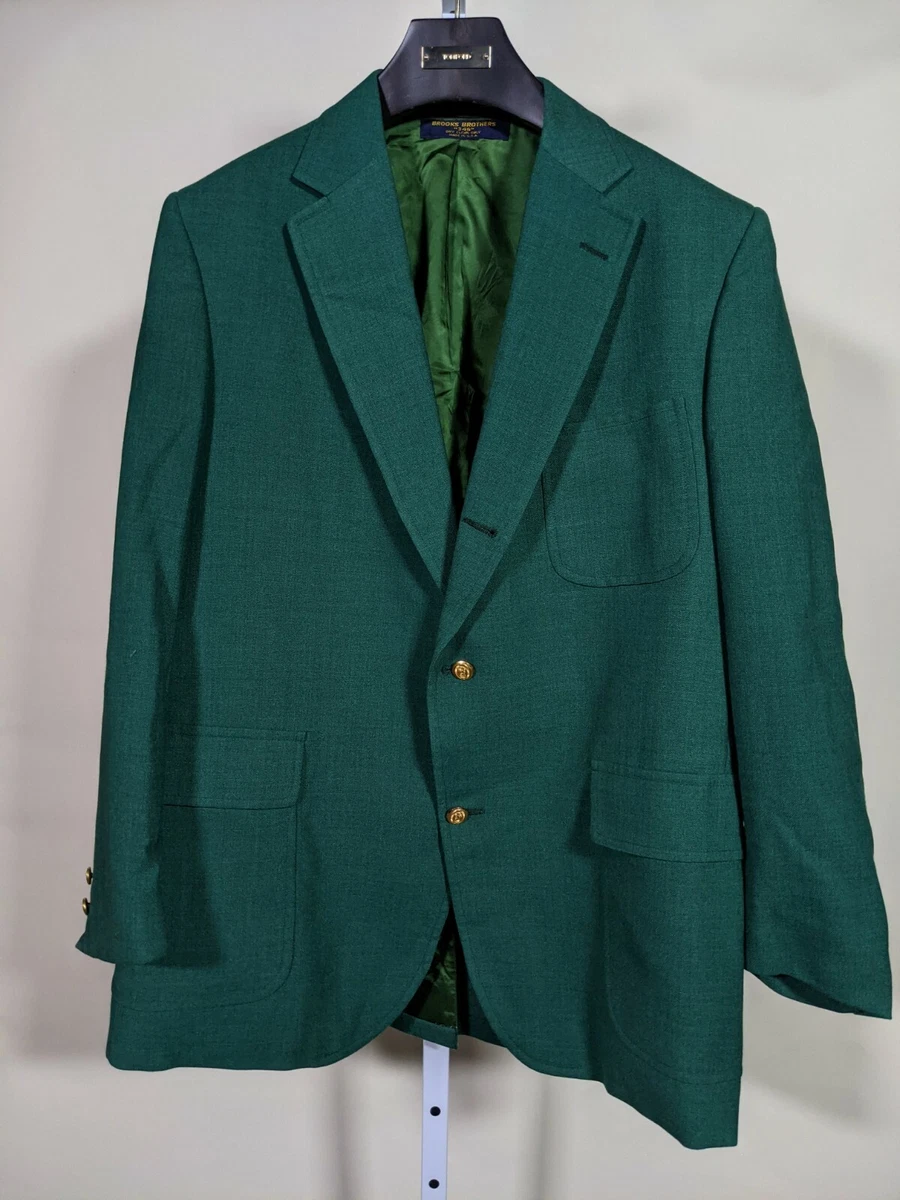 Brooks Brothers Vintage 70s Augusta Masters Green Blazer Jacket Gold Button 45R