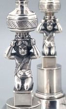 Paar Biedermeier Kerzenleuchter Knabe Putto Silber Leuchter 19. Jh. Spanien (16)