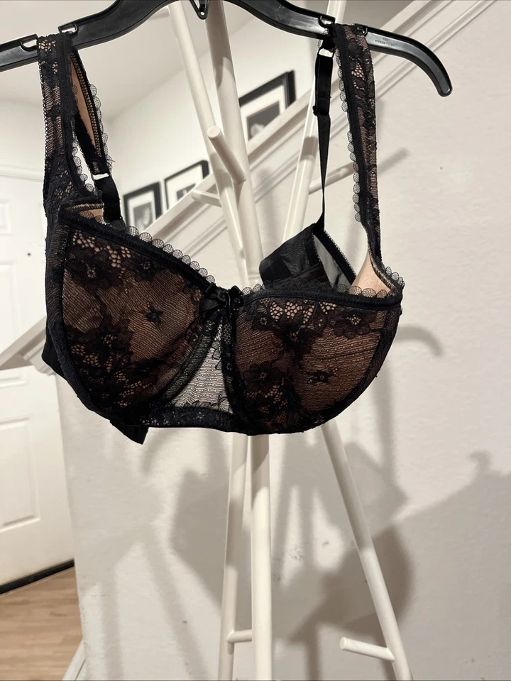 Sexy Plus Size 40DDD/F Balconette Bra ROSME Lace Lingerie ELIZA Black - Image 4 of 4