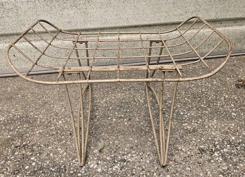 VINTAGE HOMECREST METAL OTTOMAN FOOTSTOOL PATIO FURNITURE