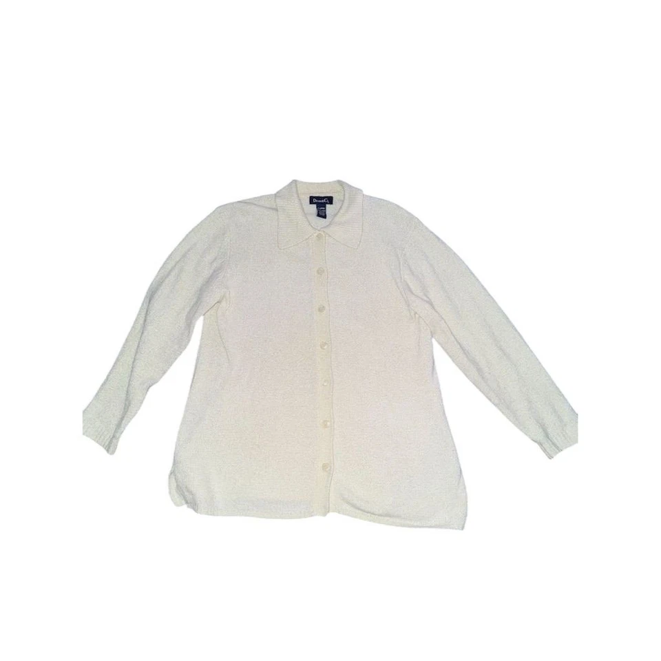 Cárdigan suéter suave tejido cozycore Denim & Co. XL marfil abotonado para mujer  Foto 3 de 4