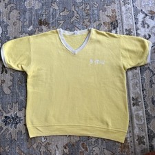 True Vintage 60  s Champion College Short Sleeve Sweatshirt Canary Yellow SMU L