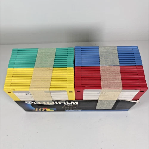 40 Used IBM FujiFilm 2HD Formatted 3.5" Floppy Disk Formatted Multi Color