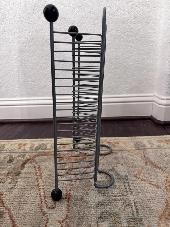 Vintage Wire CD Tower Rack Stand Holds 40 CDs 15” Tall Y2K Media Storage Gray - Image 2 of 4
