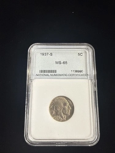 1937-S Buffalo Nickel 5c Coin MS65