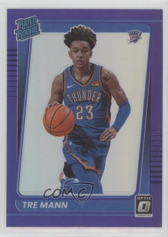 2021-22 Panini Donruss Optic Rated Rookie Purple Prizm Tre Mann #168 1j4c