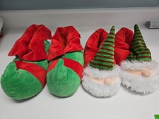 Christmas Slippers, Elf Shoes  Gnome Face Hat, Size L 9/10 