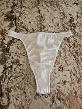 True Vintage Victoria Secret Second Skin Satin High Leg Snow White Thong Panty