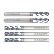 5 Pcs 3/16" 4 Flute Regular Carbide End Mill 2" Overall Length - TiALN COATED